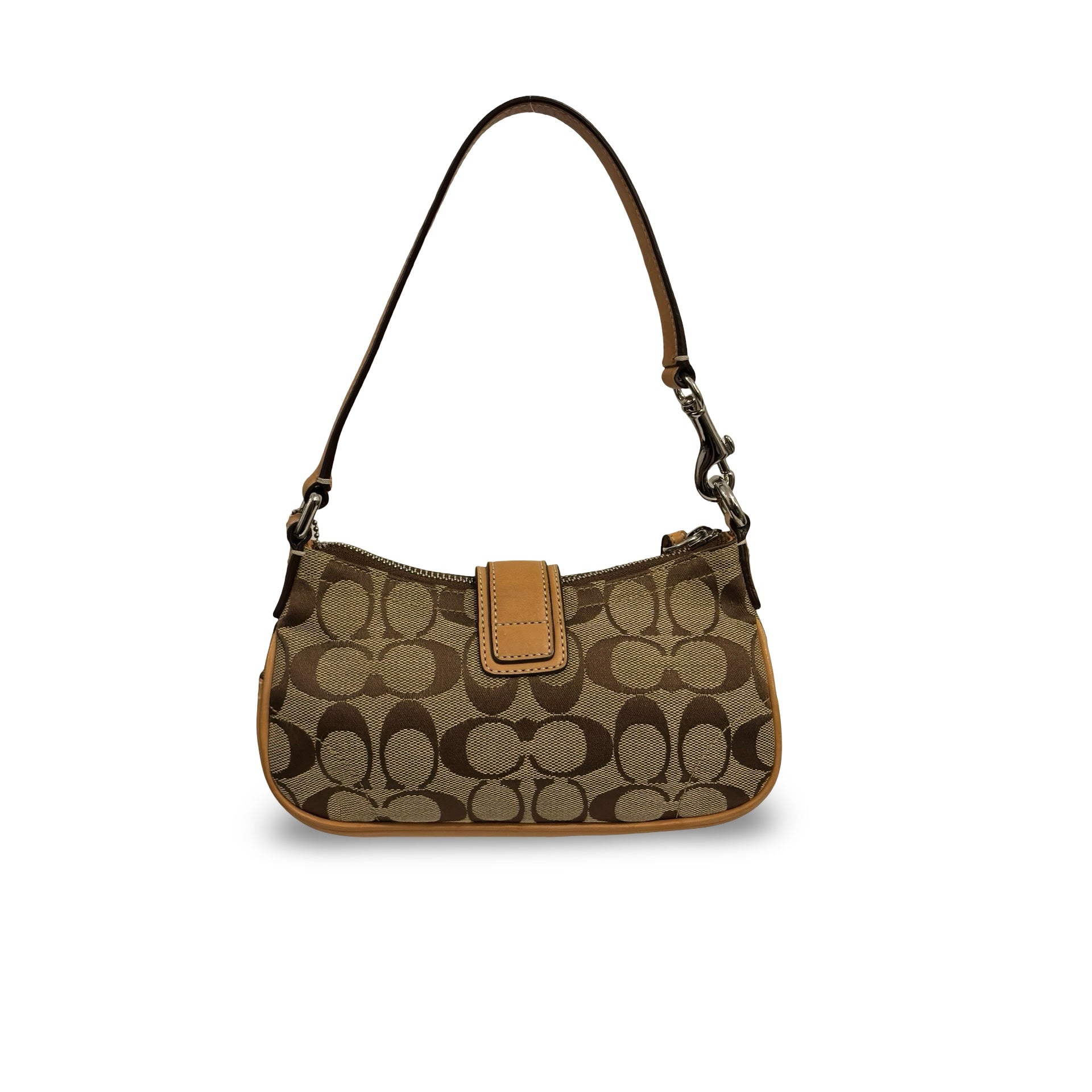 Coach Brown & Beige Tan Signature Mini Soho Demi Canvas & Leather Vintage Hobo Shoulder Bag