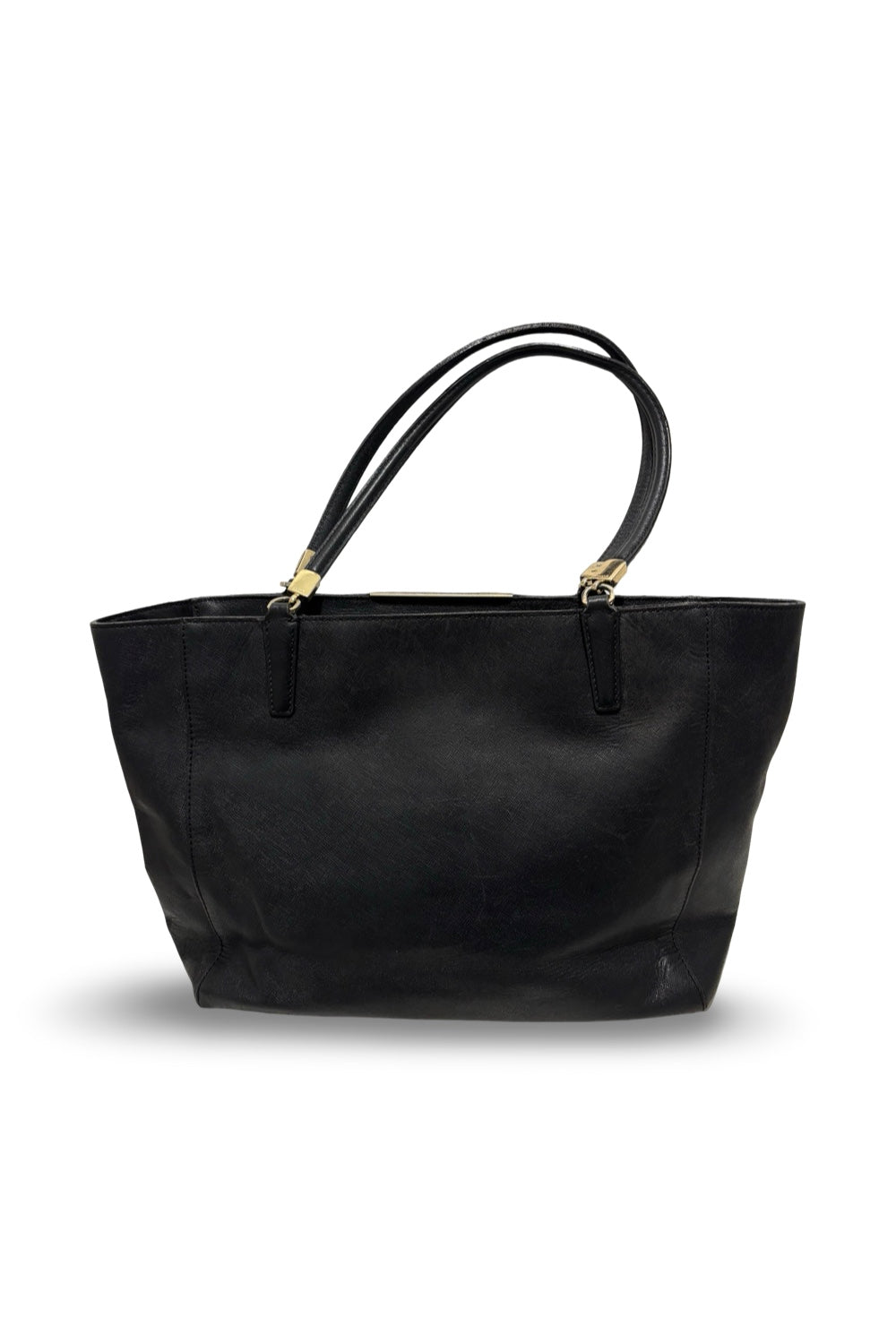 Coach Black Madison Saffiano East / West Pebbled Leather Tote Shoulder Bag