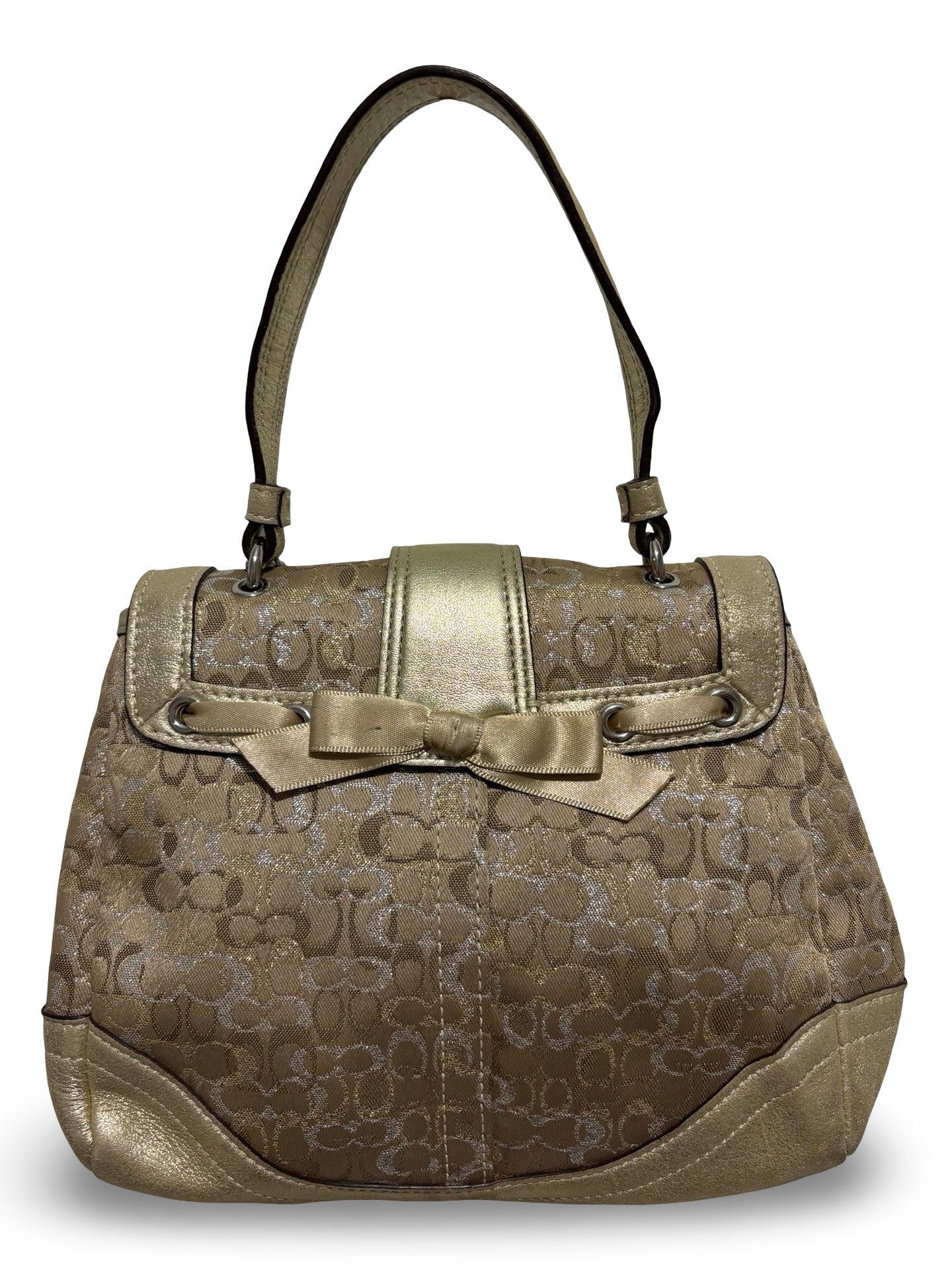 Coach Limited Edition RARE Signature Y2K Soho Top Handle Gold Metallic Handbag
