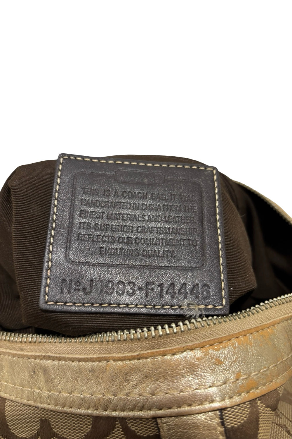 Coach Brown Chelsea Signature Canvas & Gold  Metallic Leather Crossbody / Shoulder Bag