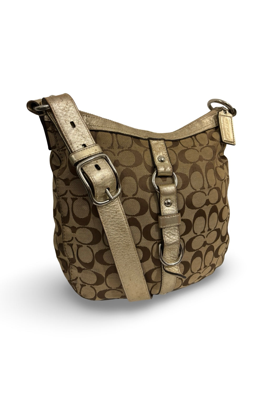 Coach Vintage Brown / Gold Chelsea Canvas & Leather Crossbody / Shoulder Bag