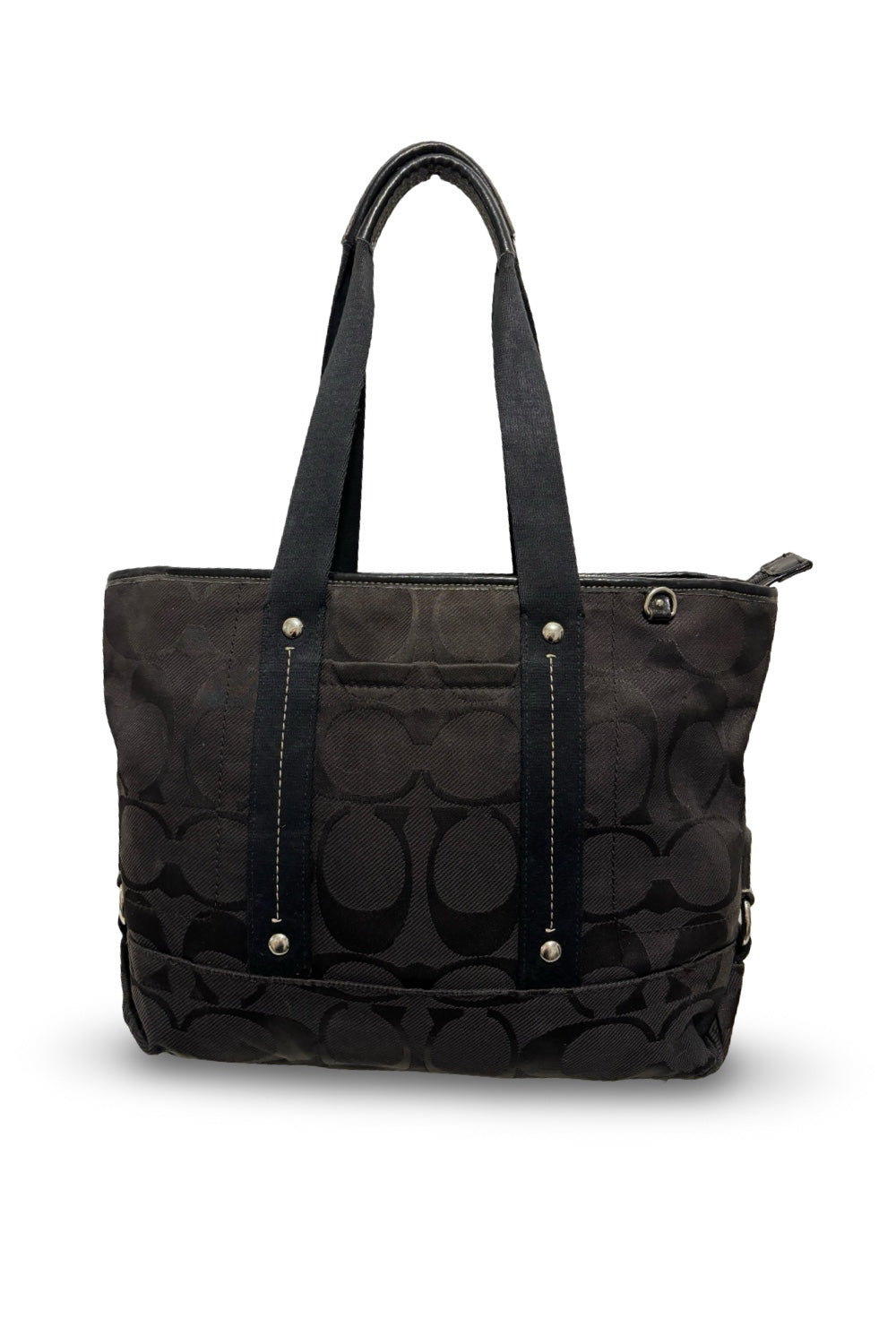 Coach Black Kyra Daisy Signature Canvas & Leather  Vintage Tote Shoulder Bag