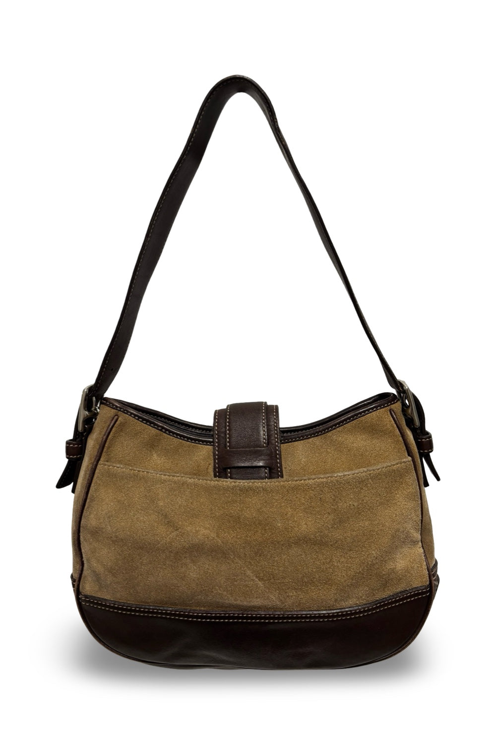 Coach RARE Brown Tan Suede Vintage Riding Leather Hobo Vintage Shoulder Bag