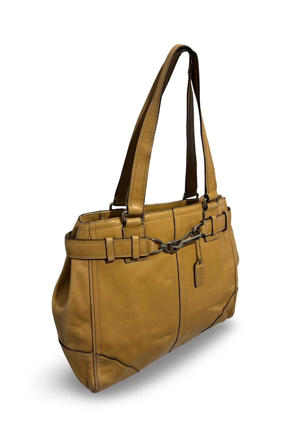 Coach Brown Tan Leather Hampton Carryall Tote  Vintage Shoulder Bag