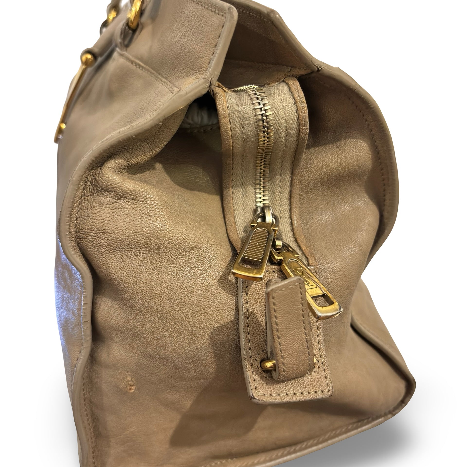 Yves Saint Laurent Beige Large Cabas Chyc Tote Vintage Shoulder Bag