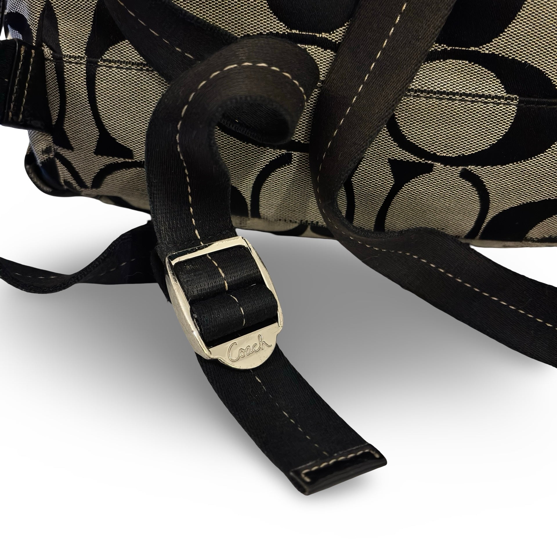 Coach Black & Grey Kyra Canvas & Leather Vintage Backpack