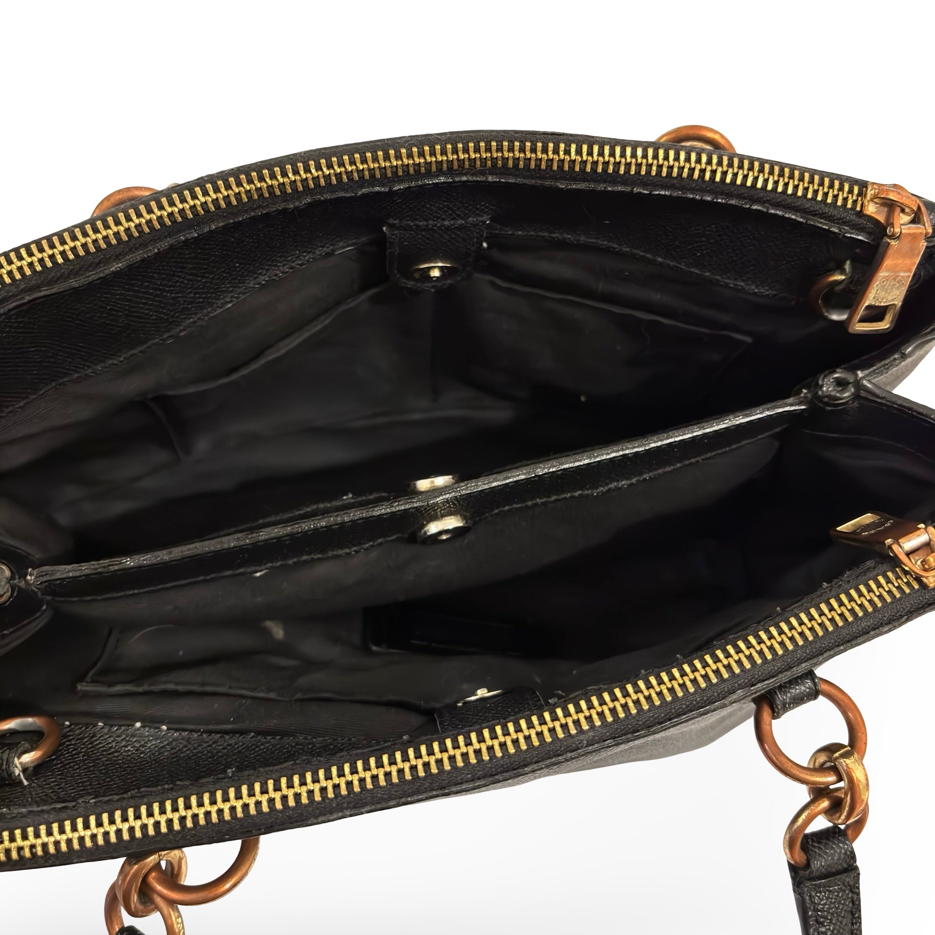Coach Black Saffiano Leather 'Etta' Gold Hardware Shoulder Bag F76938
