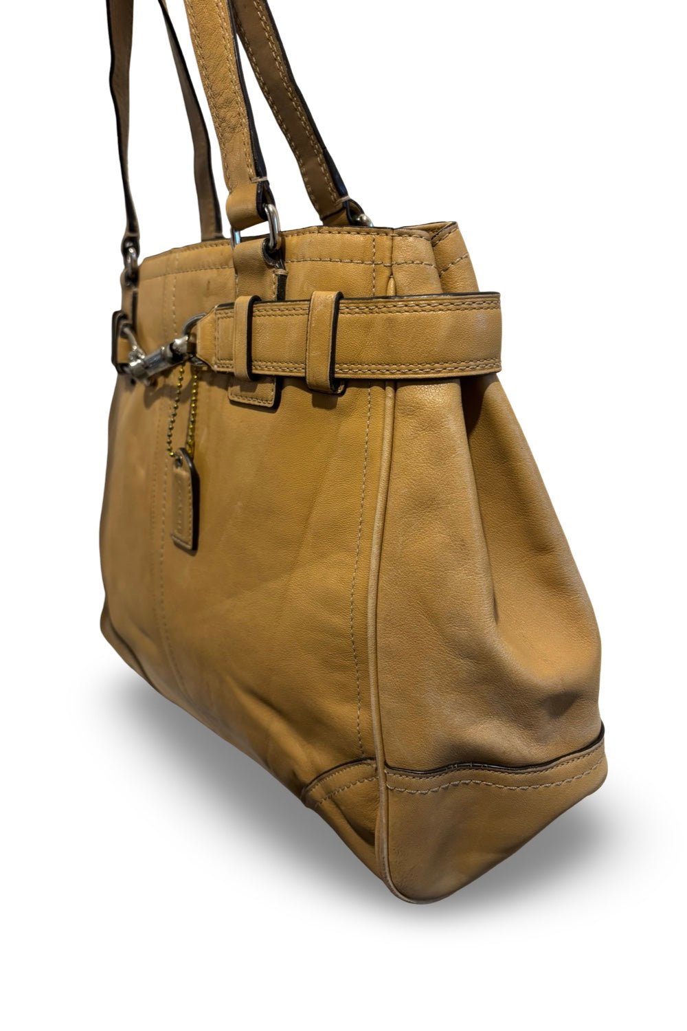 Coach Brown Tan Leather Hampton Carryall Tote  Vintage Shoulder Bag
