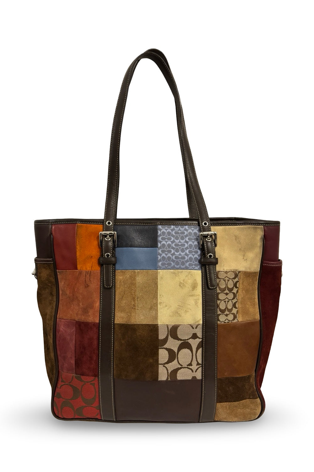 Coach Brown Multicoloured Suede & Leather Large  Patchwork Tote Shoulder Bag Vintage
