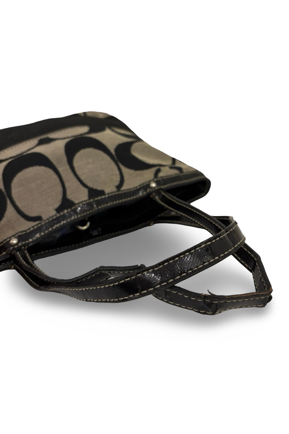 Coach 2012 Black & Grey Mini Canvas & Patent leather Vintage Shoulder Bag