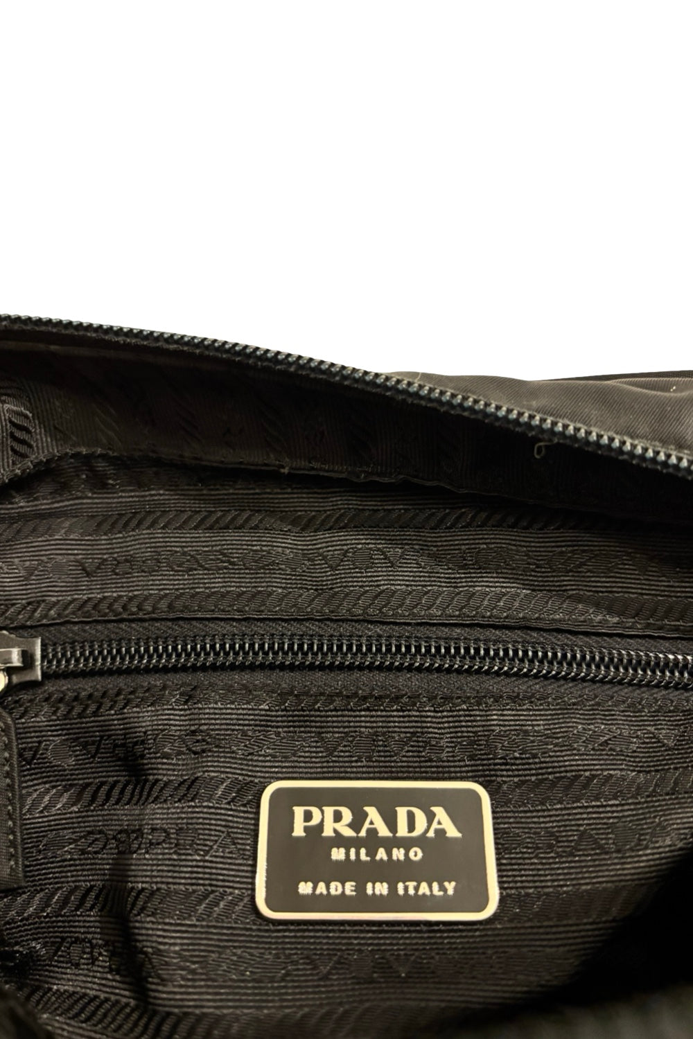 Prada Black Nylon Tessuto Vintage Silver Hardware  Padlock Crossbody / Shoulder Bag