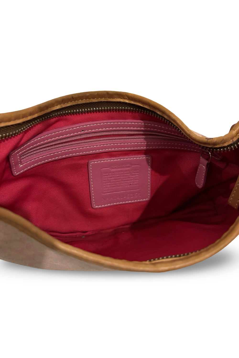 Coach Rare Pink & White Canvas / Leather Signature  Sufflette Vintage Soho Hobo Shoulder Bag
