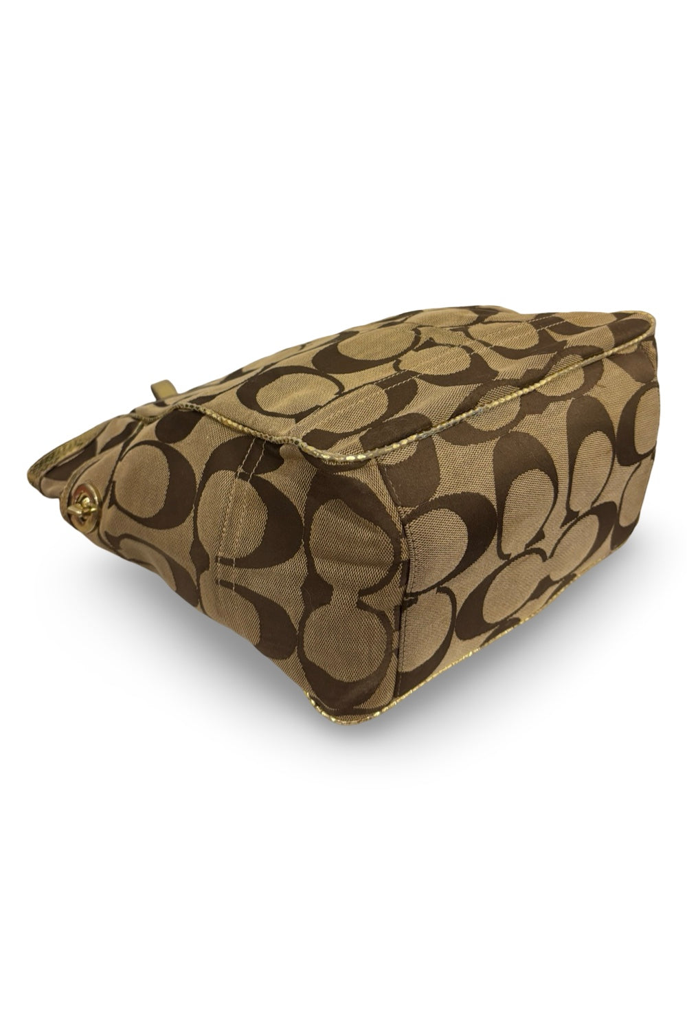 Coach Brown & Gold Signature Snake Embossed  Leather Tote Shoulder Bag