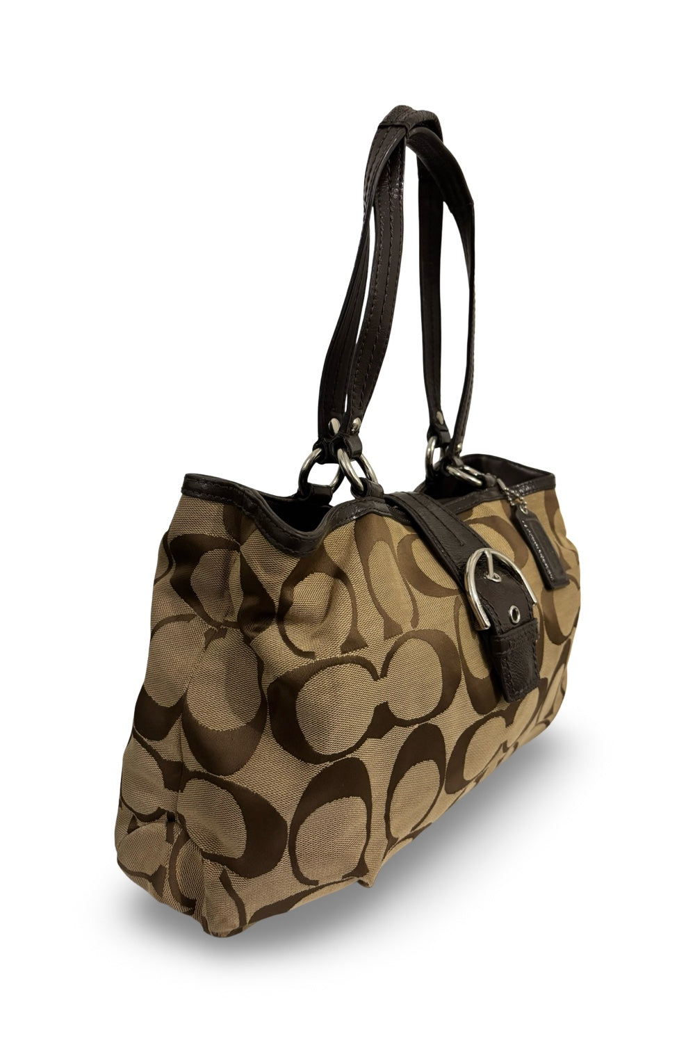 Coach Brown / Khaki Signature Canvas Soho  Carryall Hamptons Tote Shoulder Bag