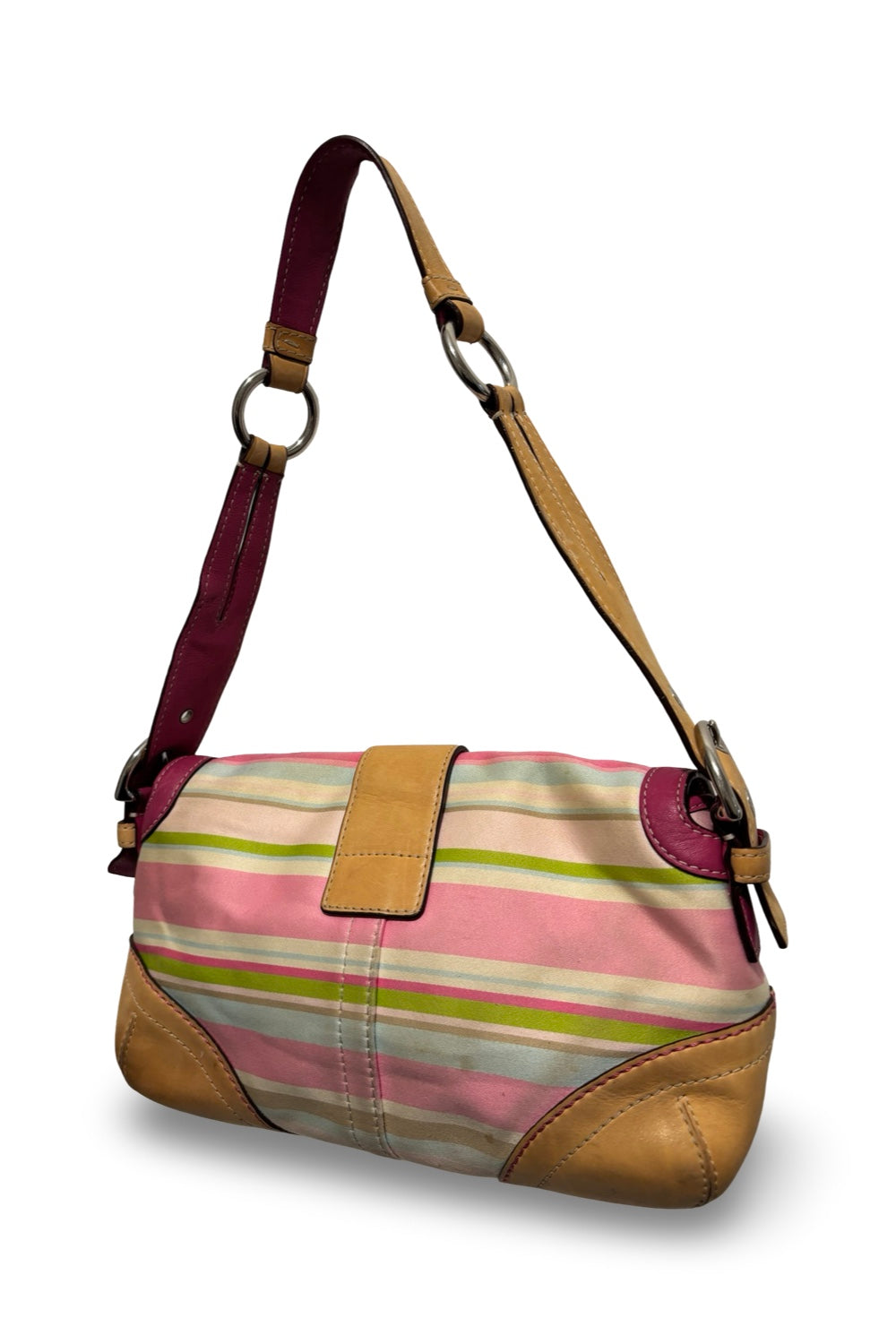 Coach Vintage Soho Hampton Sateen & Leather Pink  Brown Multicoloured Shoulder Bag