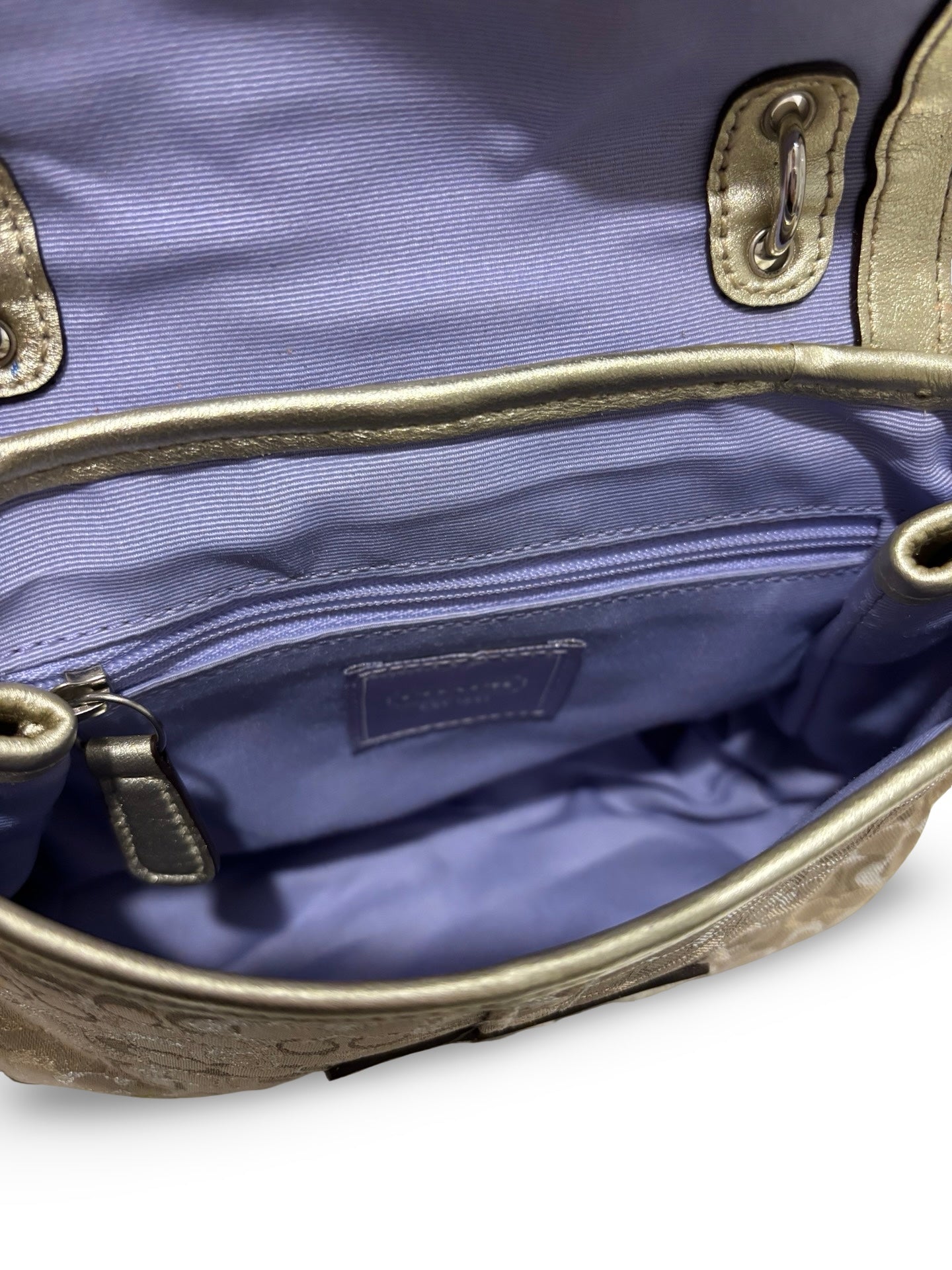 Coach Limited Edition RARE Signature Y2K Soho Top Handle Gold Metallic Handbag