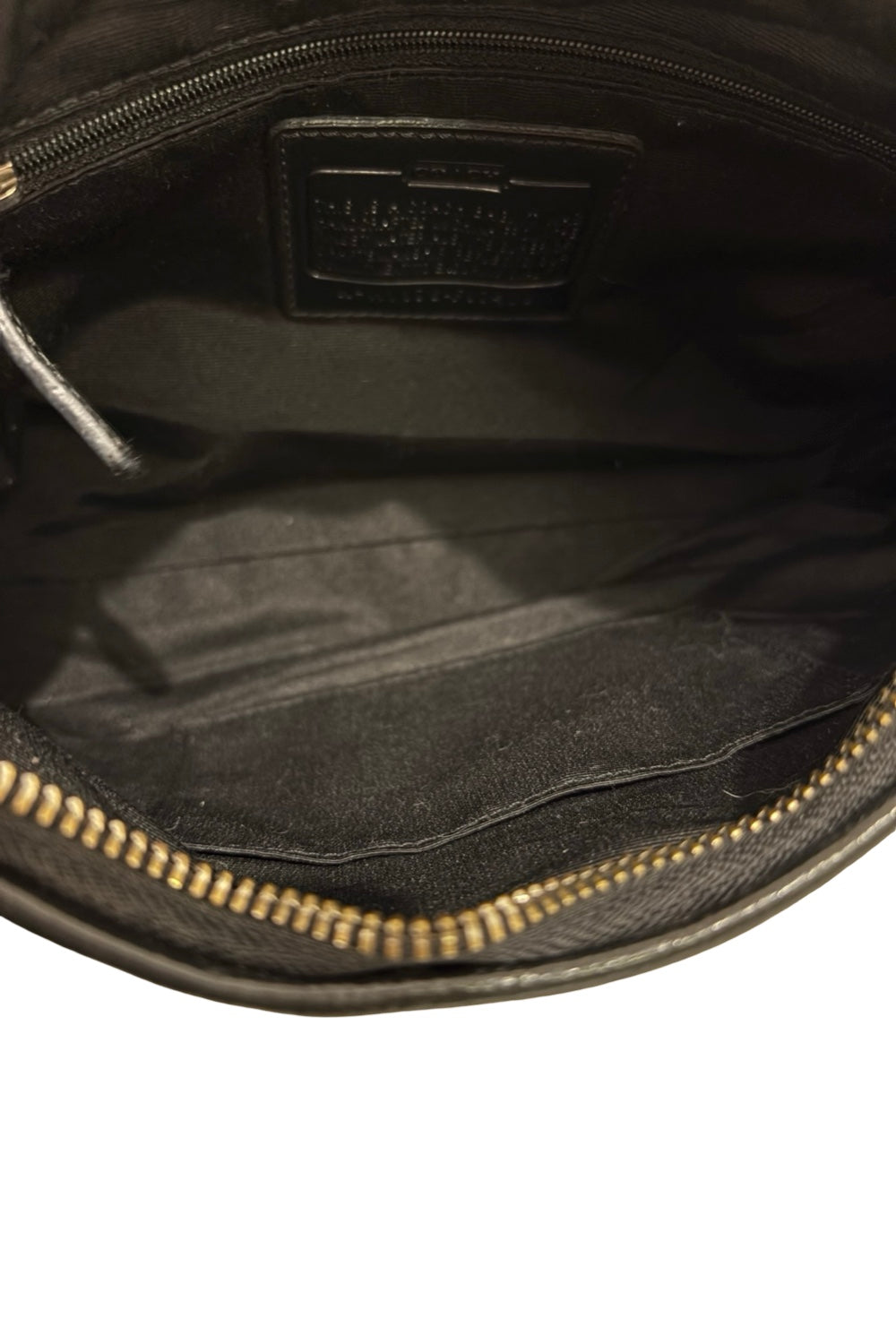 Coach Black & Grey Signature Stripe Sufflette Demi Baguette Vintage Shoulder Bag