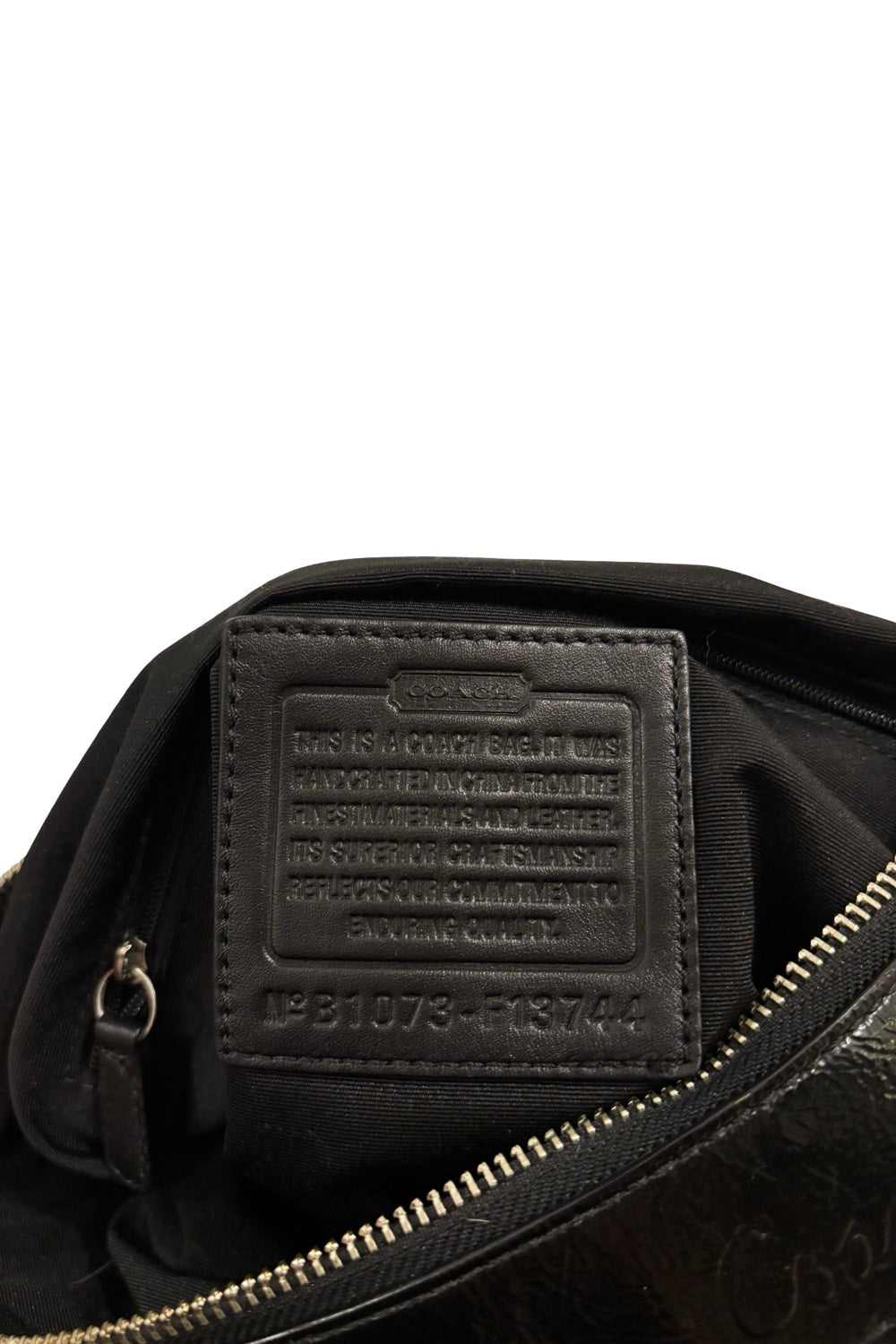 Coach Vintage Black & Grey Signature Canvas & Patent Leather Hobo Shoulder Bag