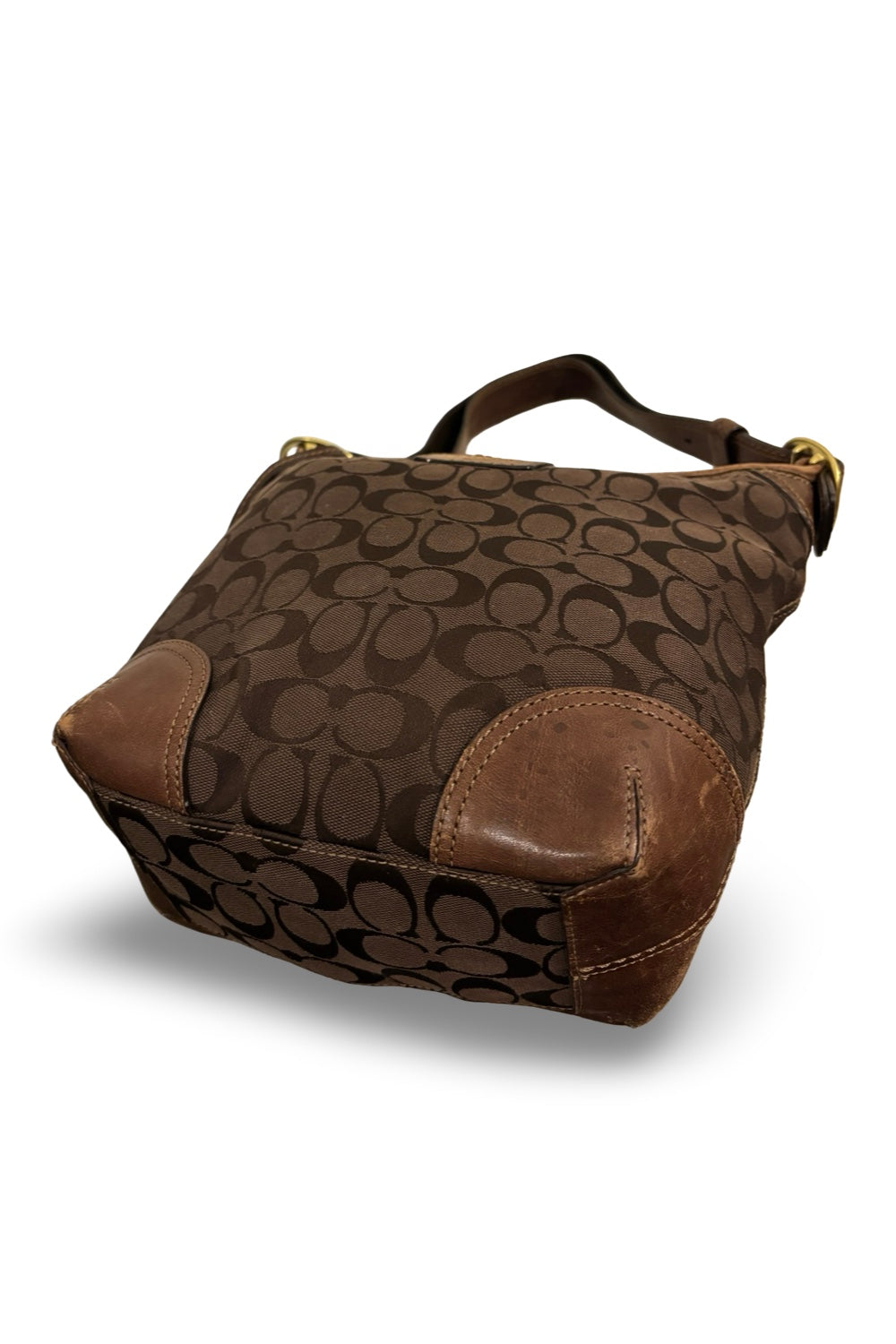 Coach Vintage Brown Canvas & Leather Bucket  Bleecker Duffle Shoulder Bag