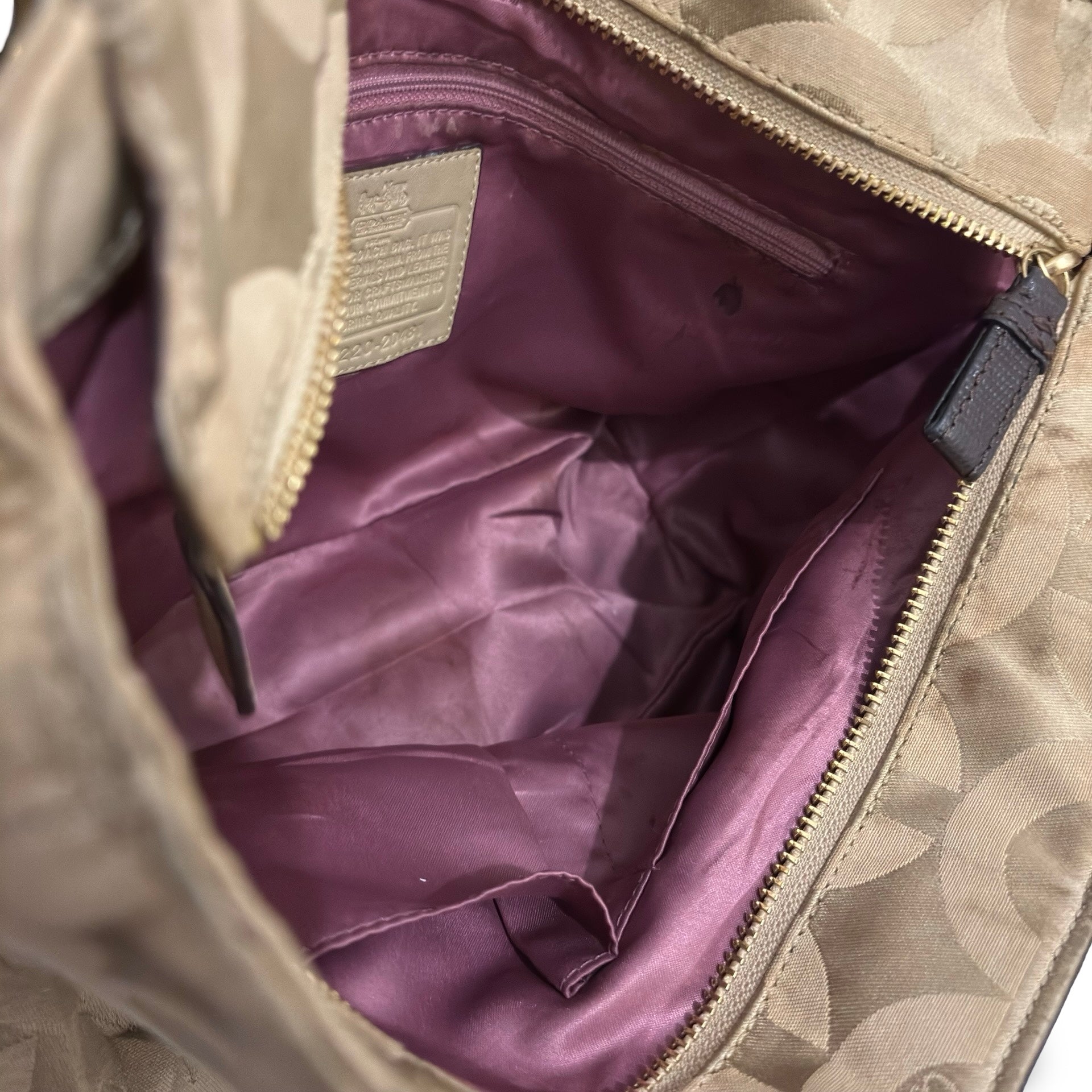Coach Brown / Beige Madison OP Art Sateen Canvas & Leather Vintage Tote Shoulder Bag