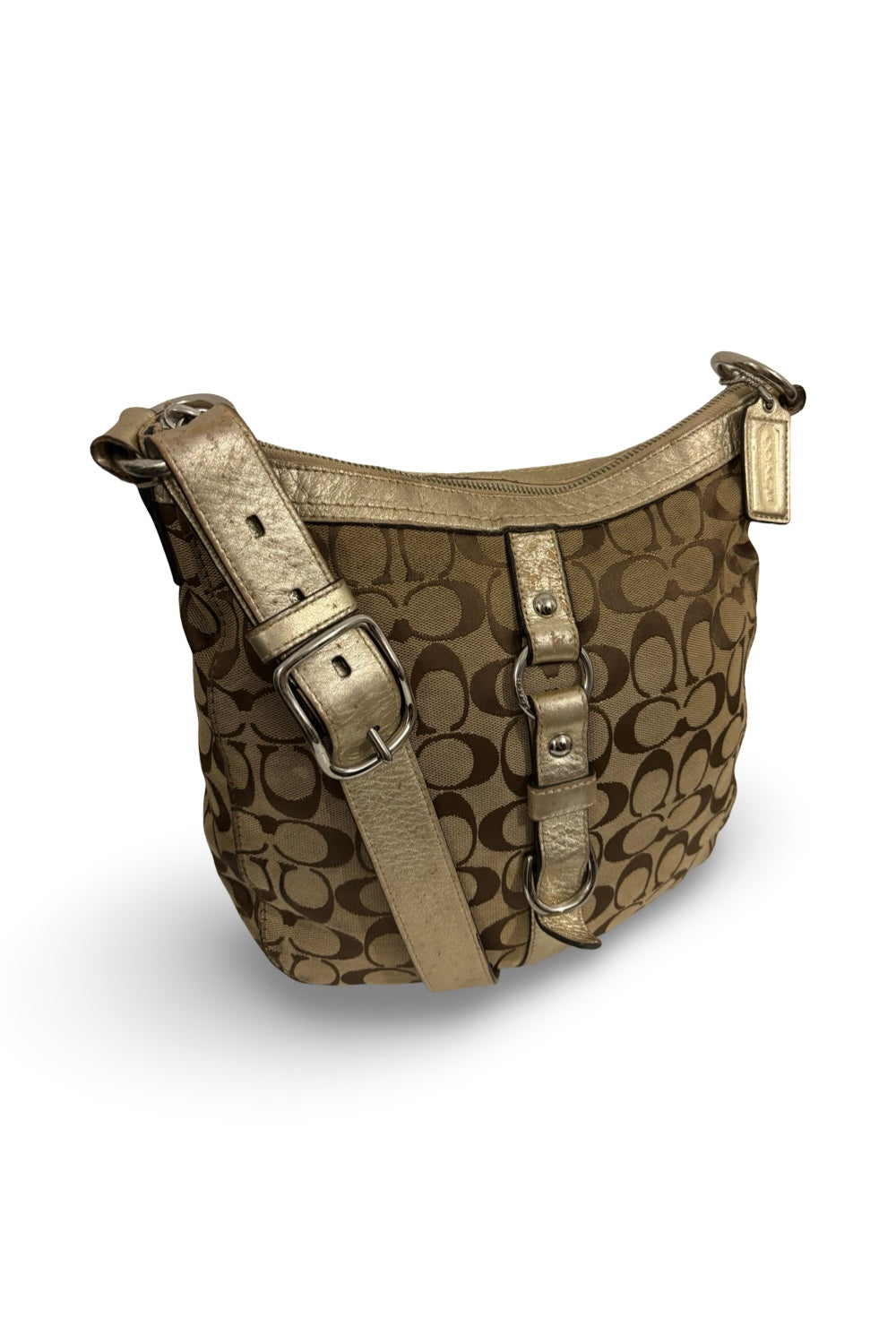 Coach Vintage Brown / Gold Chelsea Canvas & Leather Crossbody / Shoulder Bag
