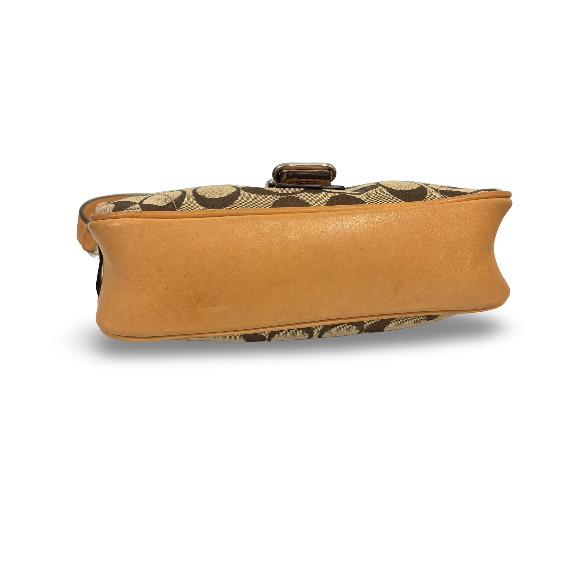 Coach Brown & Beige Tan Signature Mini Soho Demi Canvas & Leather Vintage Hobo Shoulder Bag