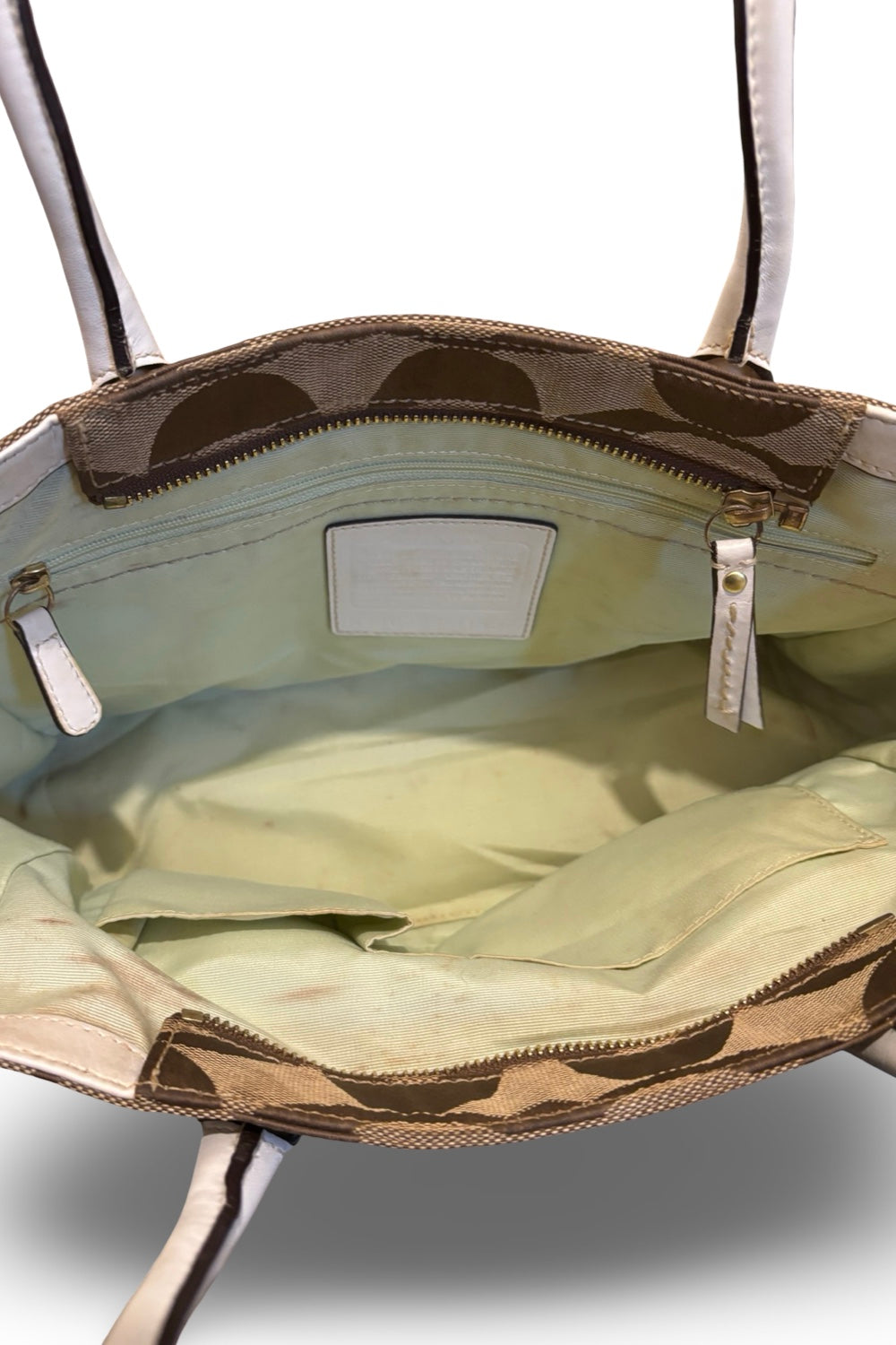 Coach Hamptons Madeline Brown & White Vintage  Satchel Handbag Shoulder Bag