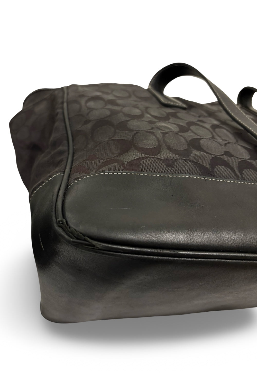 Coach Black Signature XXL Weekender Sufflette Canvas & Leather Tote Shoulder Bag
