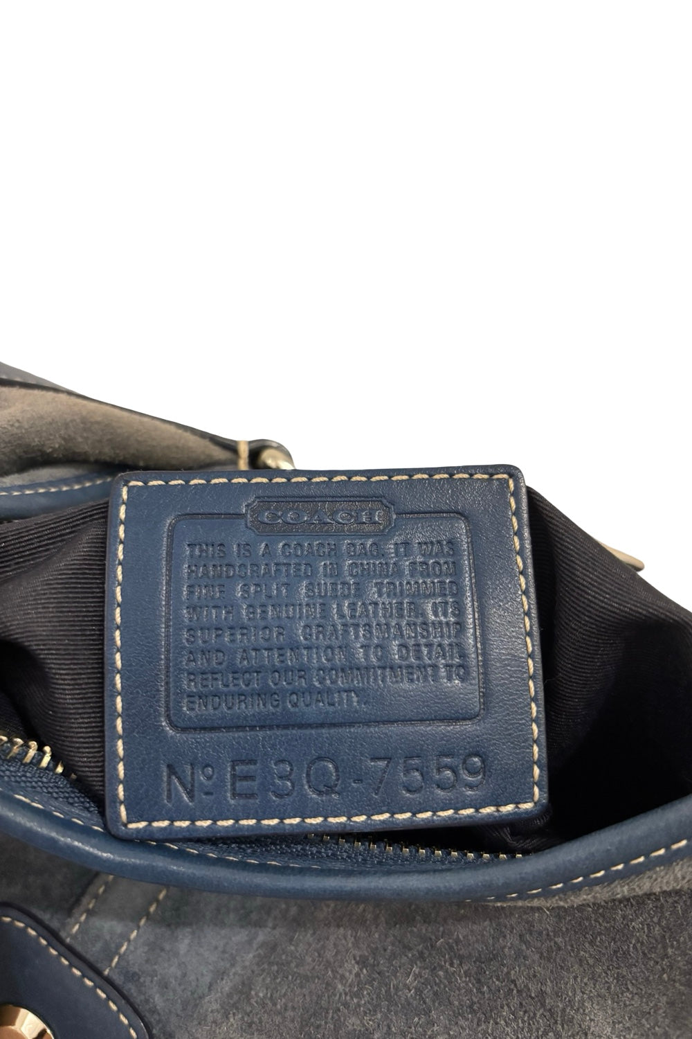 Coach Rare Vintage 2000's Blue Grey Suede & Leather Hobo Shoulder Bag