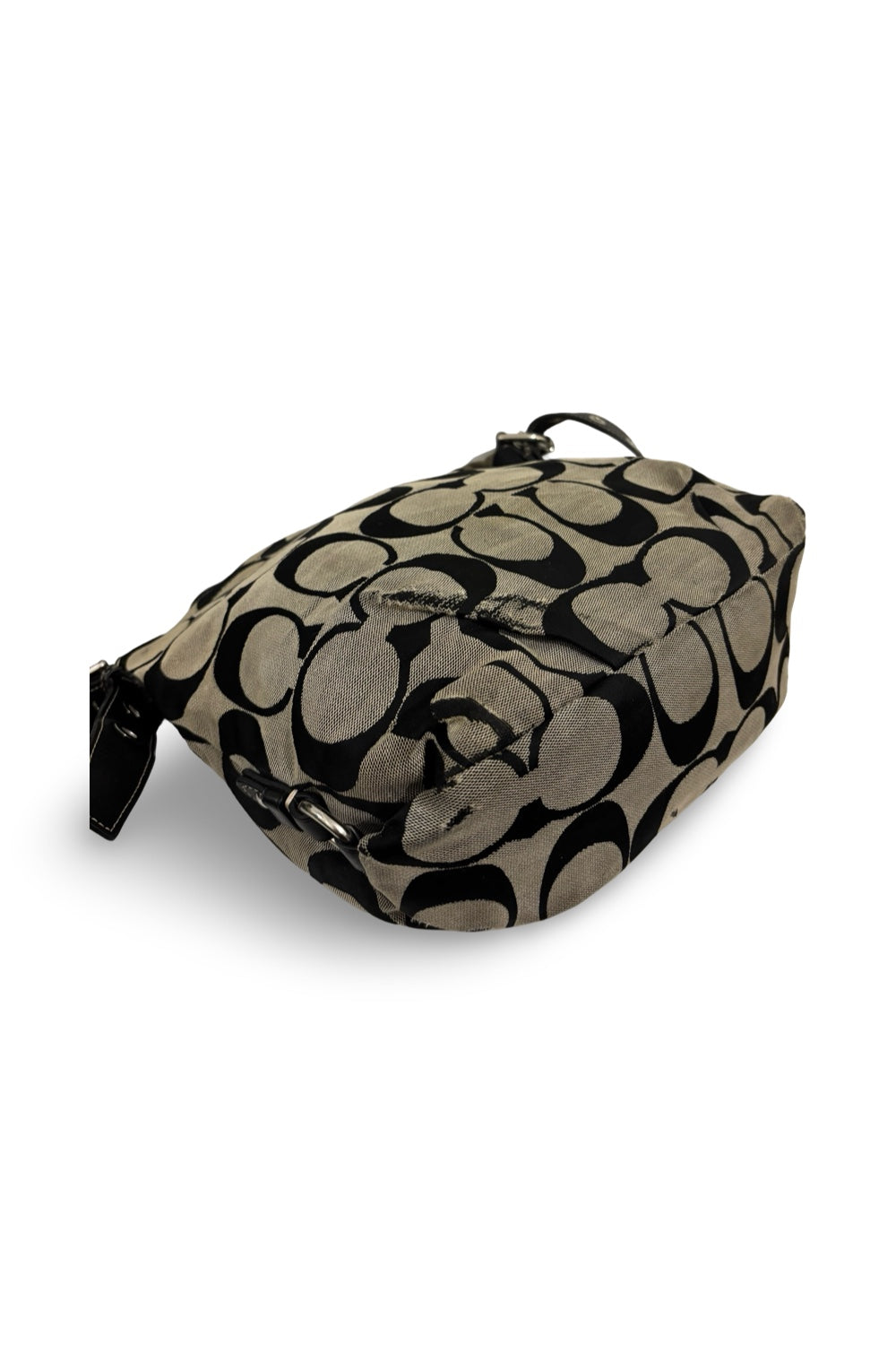 Coach Black & Grey Signature Duffle Canvas & Leather Crossbody Bag