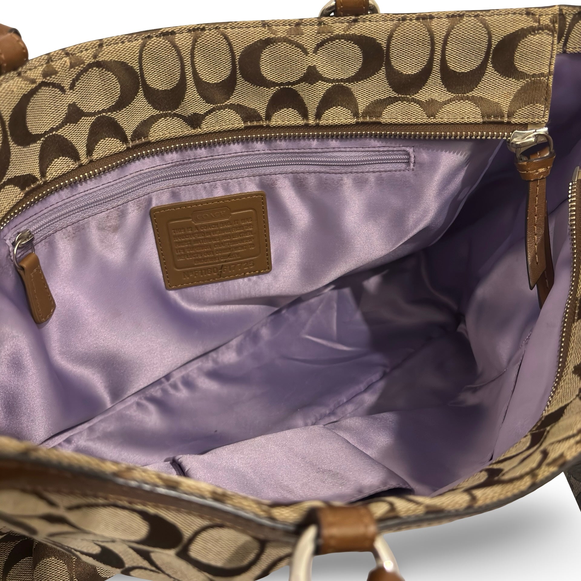Coach Brown Signature Pleated Canvas & Leather Vintage City Tote Shoulder Bag
