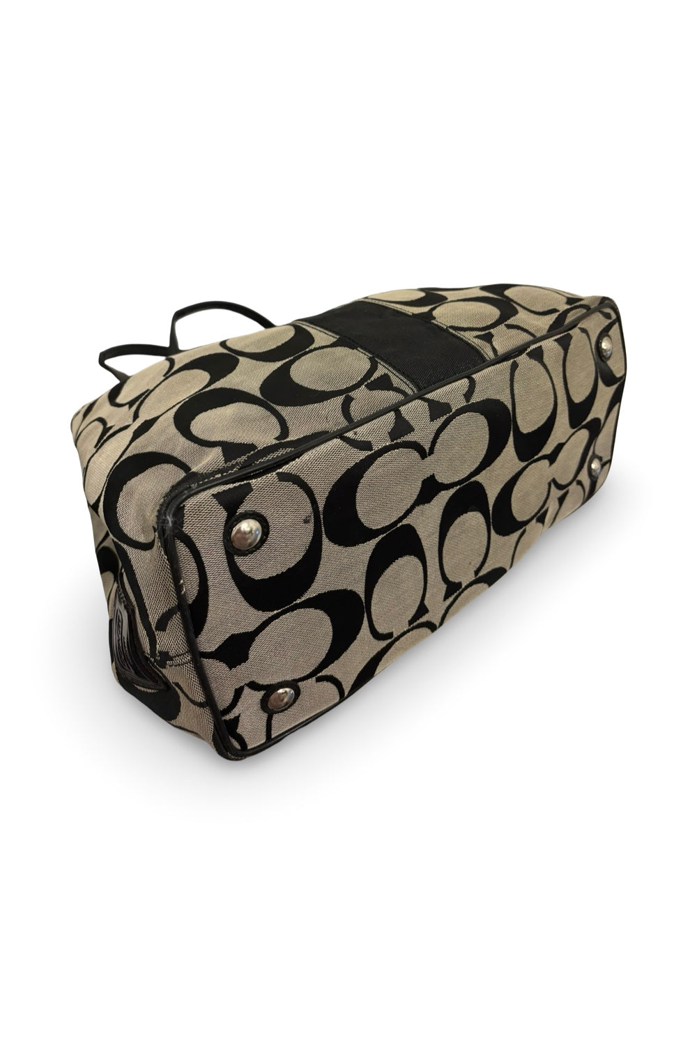 Coach Black Signature Madison OP Art Sateen & Leather Hailey Hobo Shoulder Bag