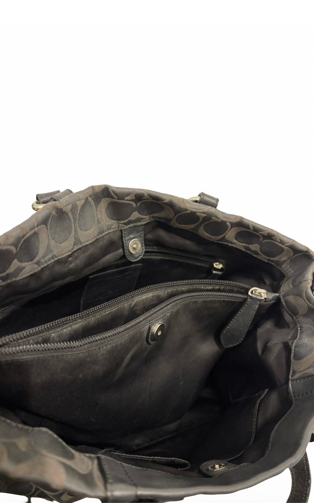 Coach Black Ashley Signature Carryall Canvas & Leather Shoulder Bag