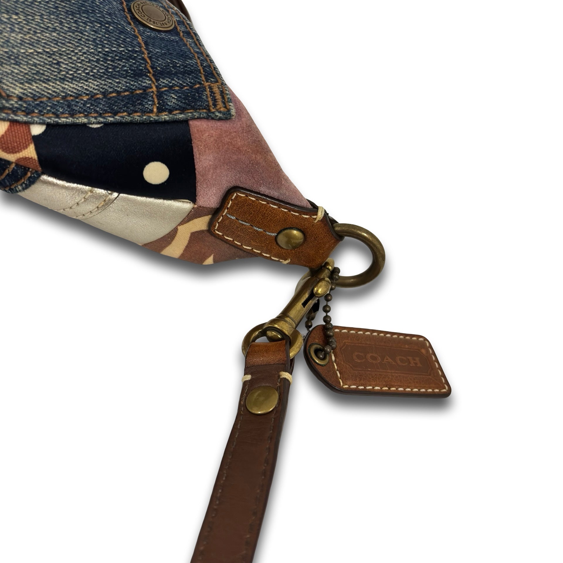 Coach Denim Patchwork Multicolour Blue / Purple Canvas & Leather Vintage Crossbody Bag