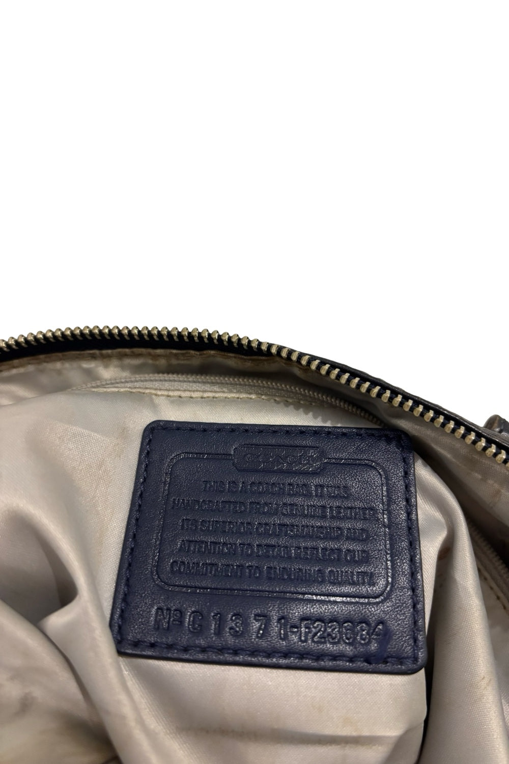 Coach Midnight Blue Navy Leather Ashley Pleated Vintage Large Tote Shoulder Bag