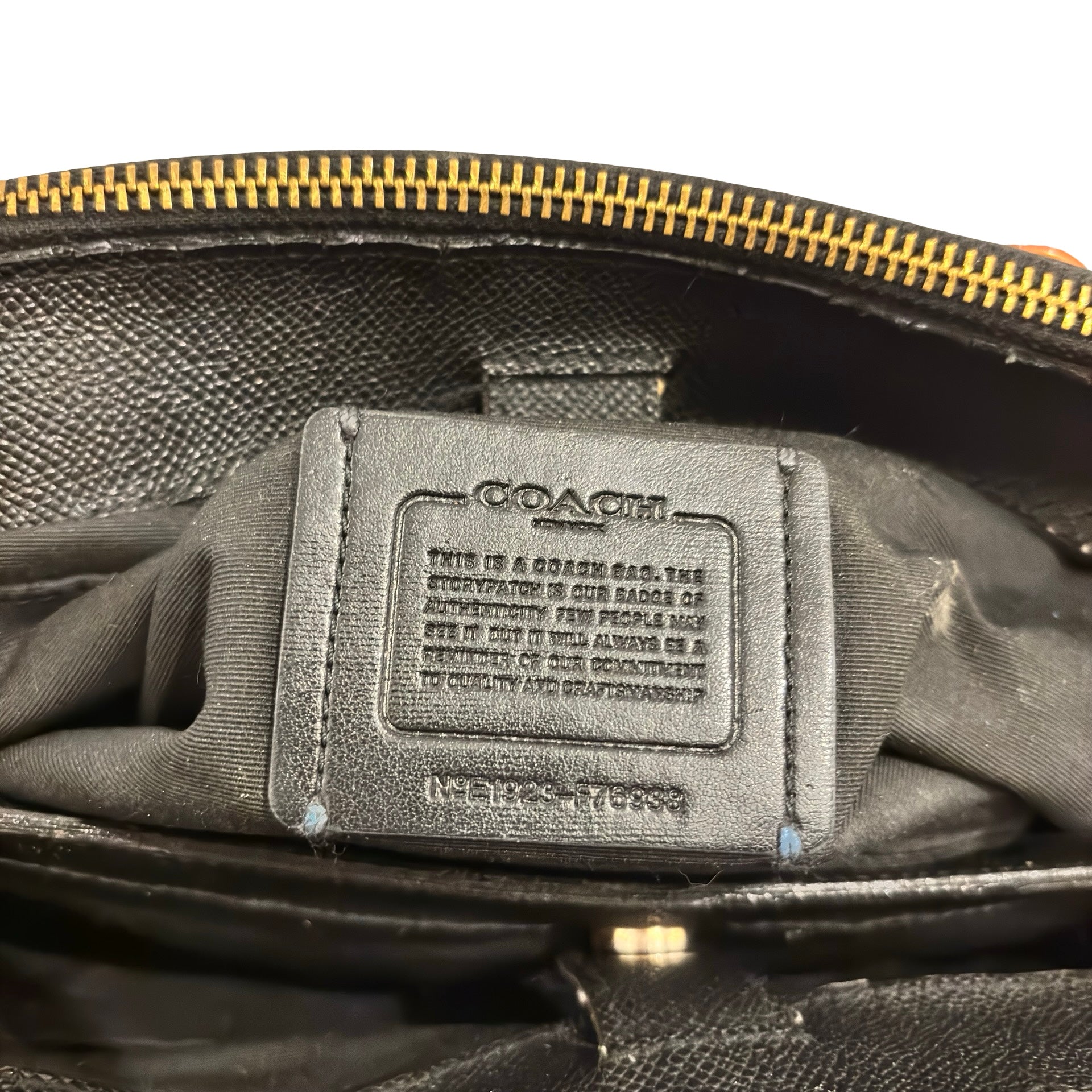 Coach Black Saffiano Leather 'Etta' Gold Hardware Shoulder Bag F76938
