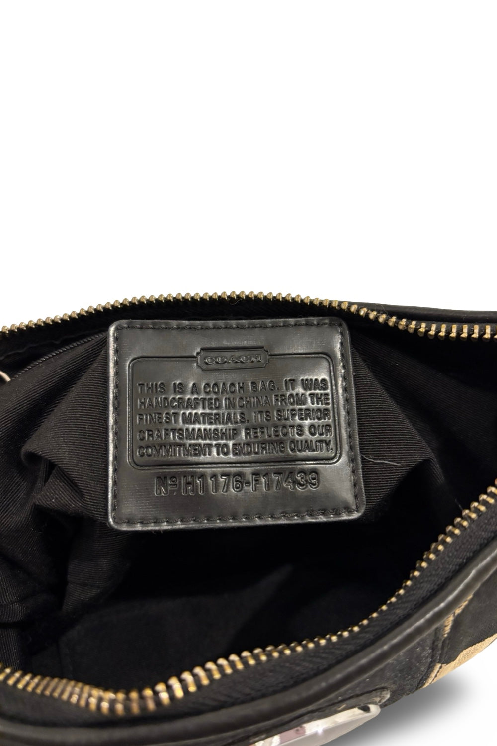 Coach Black & Grey Signature Stripe Sufflette Demi Baguette Vintage Shoulder Bag