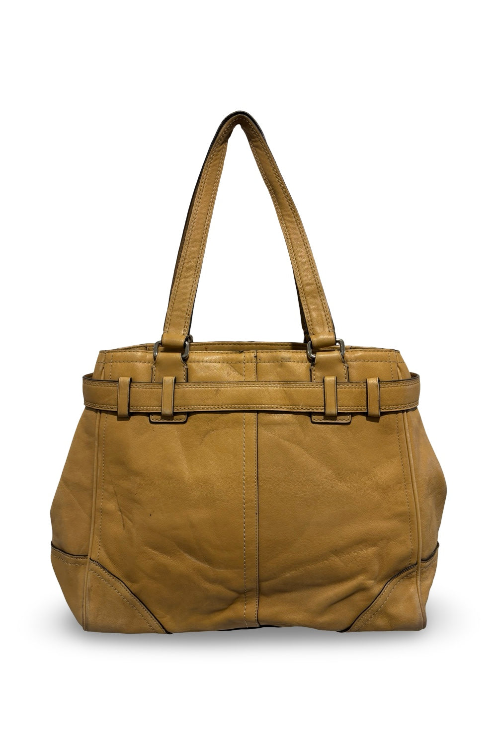 Coach Brown Tan Leather Hampton Carryall Tote  Vintage Shoulder Bag
