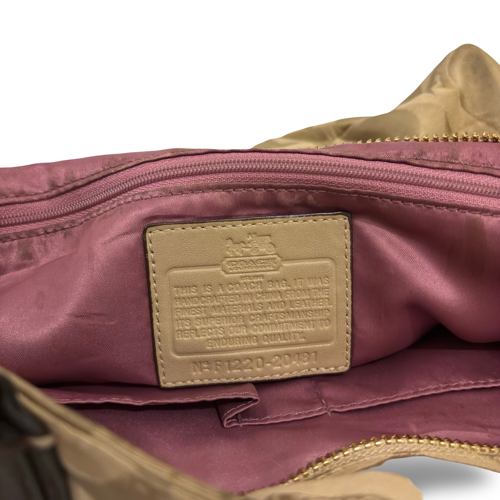 Coach Brown / Beige Madison OP Art Sateen Canvas & Leather Vintage Tote Shoulder Bag