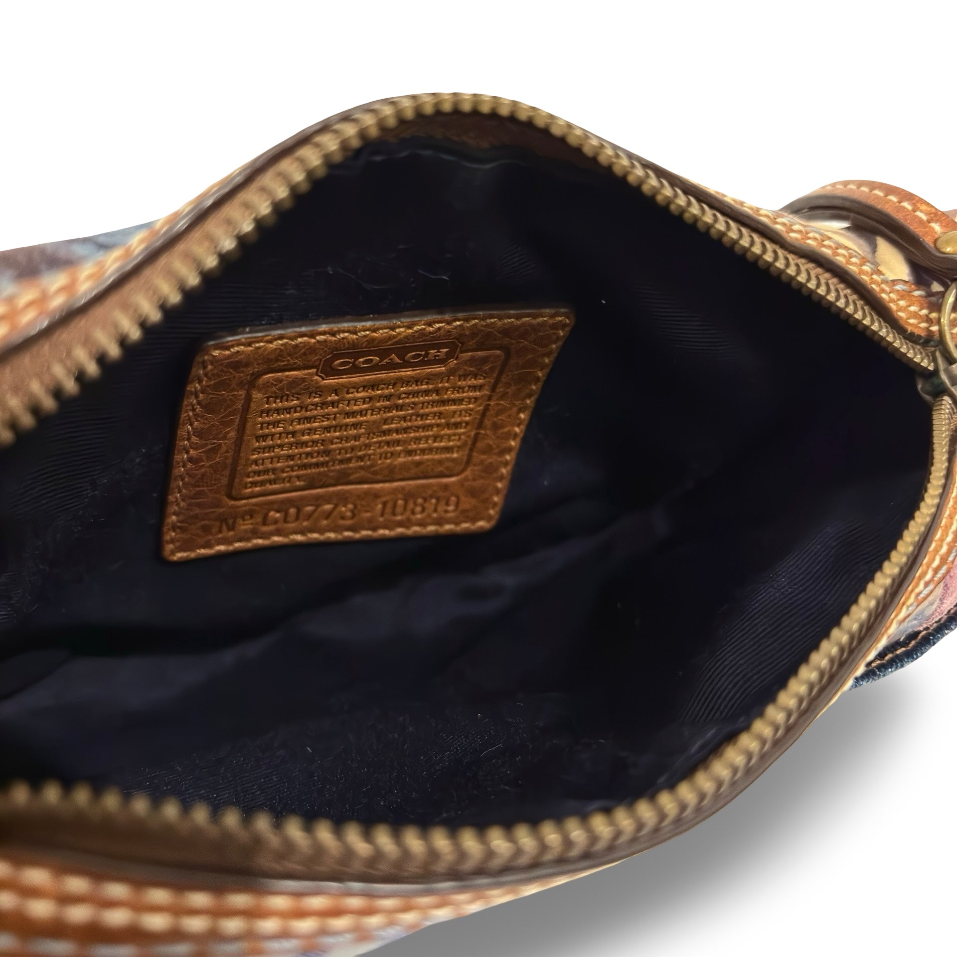 Coach Denim Patchwork Multicolour Blue / Purple Canvas & Leather Vintage Crossbody Bag
