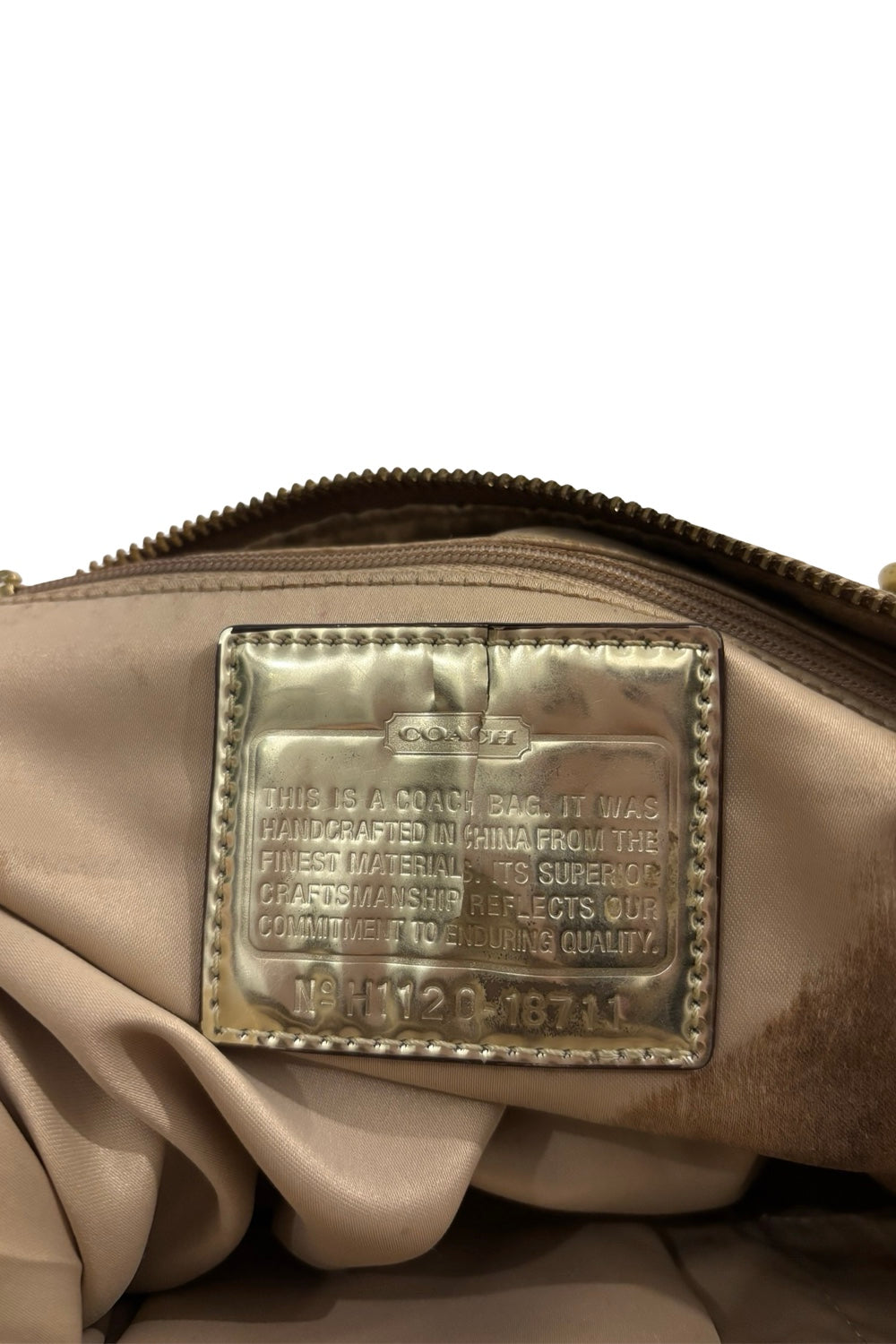 Coach Poppy Brown & Gold Hearts Signature Canvas & Leather Vintage Shoulder Bag