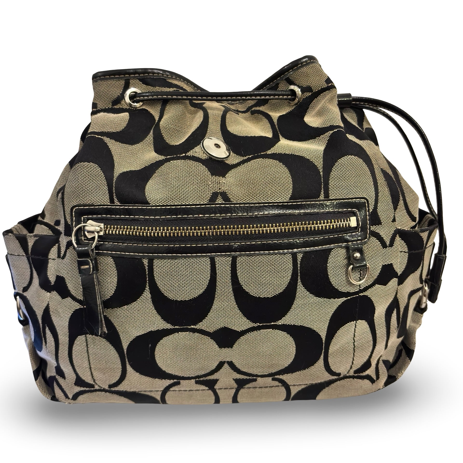 Coach Black & Grey Kyra Canvas & Leather Vintage Backpack