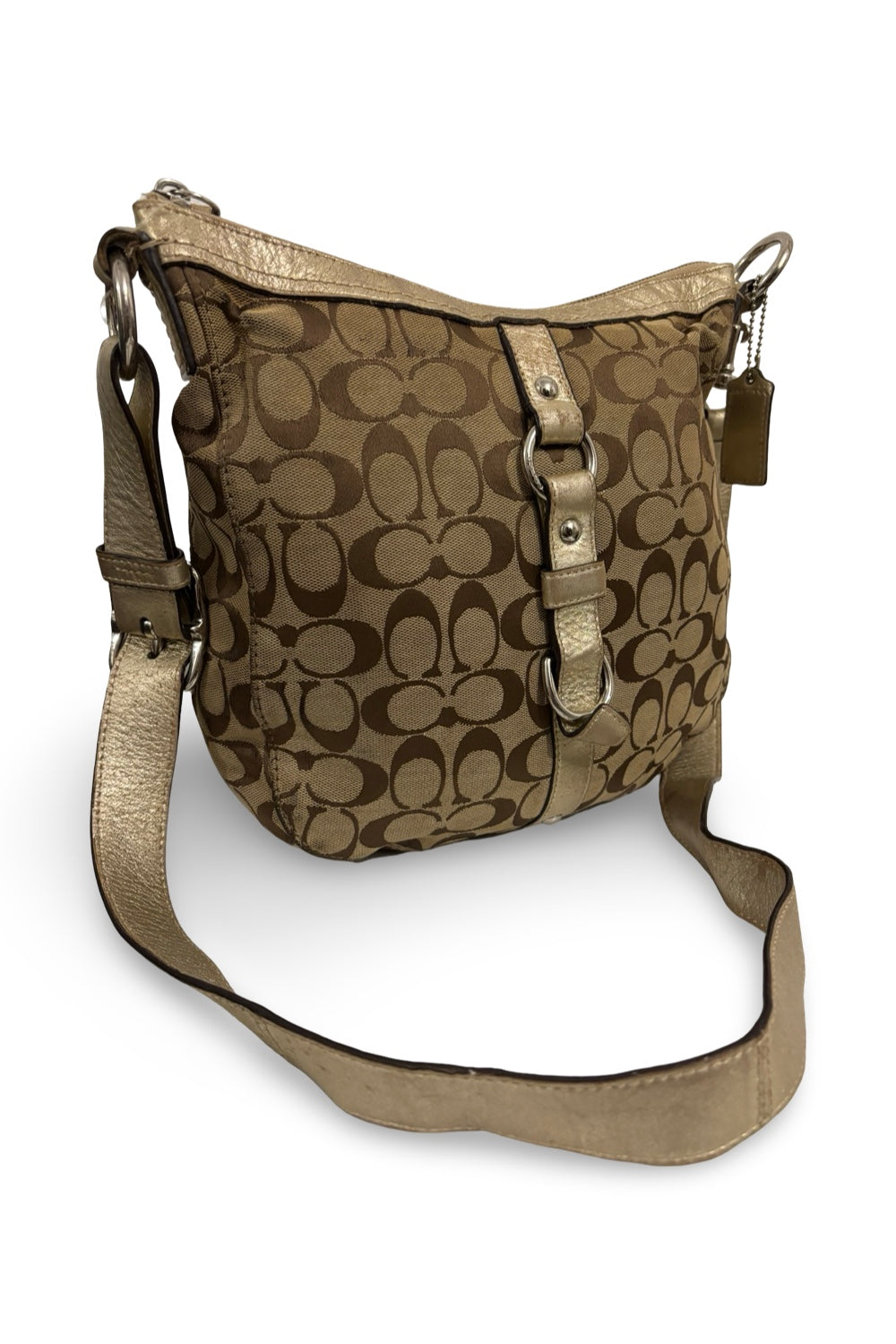 Coach Vintage Brown / Gold Chelsea Canvas & Leather Crossbody / Shoulder Bag