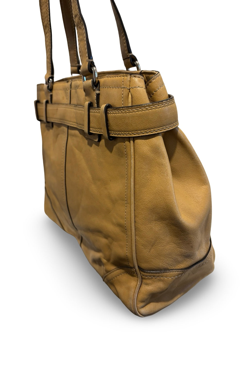 Coach Brown Tan Leather Hampton Carryall Tote  Vintage Shoulder Bag