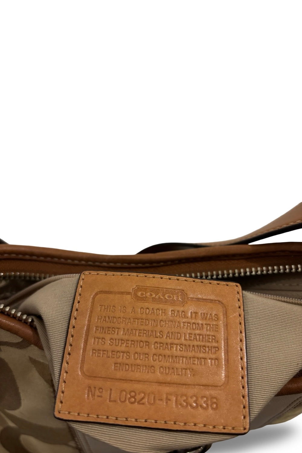 Coach Vintage Brown Signature Hampton Canvas Satin & Leather Hobo Shoulder Bag