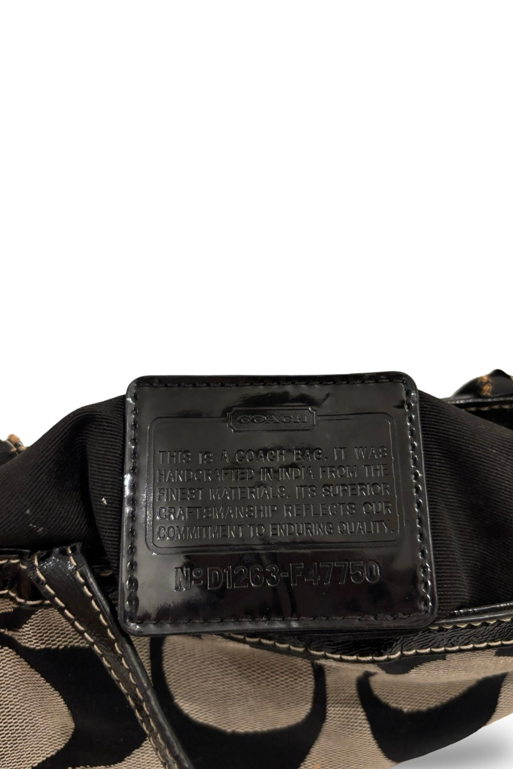 Coach 2012 Black & Grey Mini Canvas & Patent leather Vintage Shoulder Bag