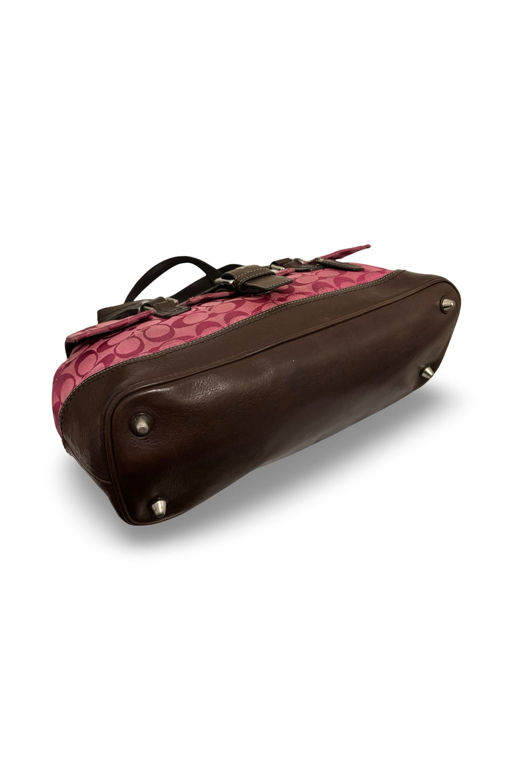 Coach RARE Vintage Pink & Brown Signature Canvas & Leather Shoulder Bag