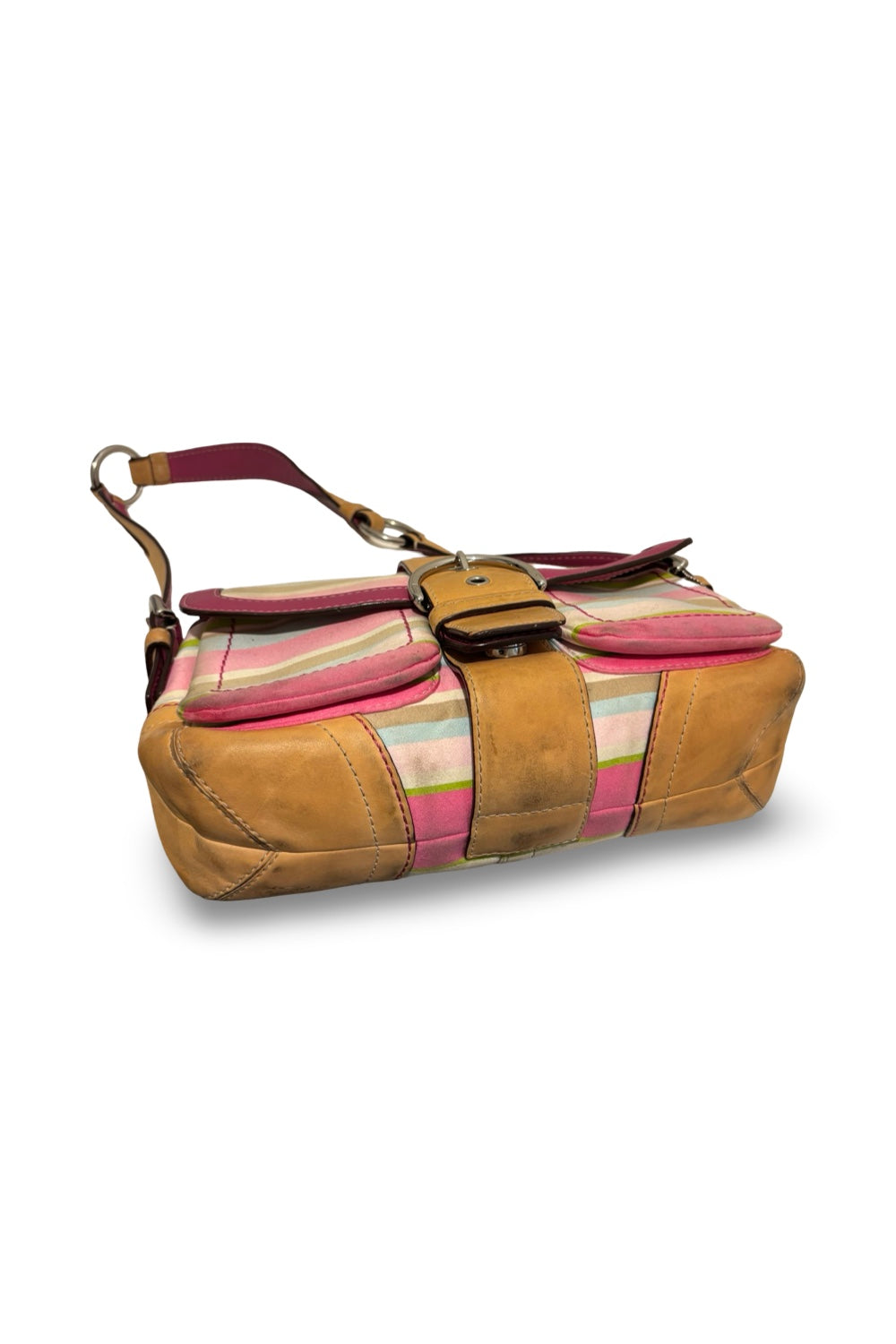 Coach Vintage Soho Hampton Sateen & Leather Pink  Brown Multicoloured Shoulder Bag