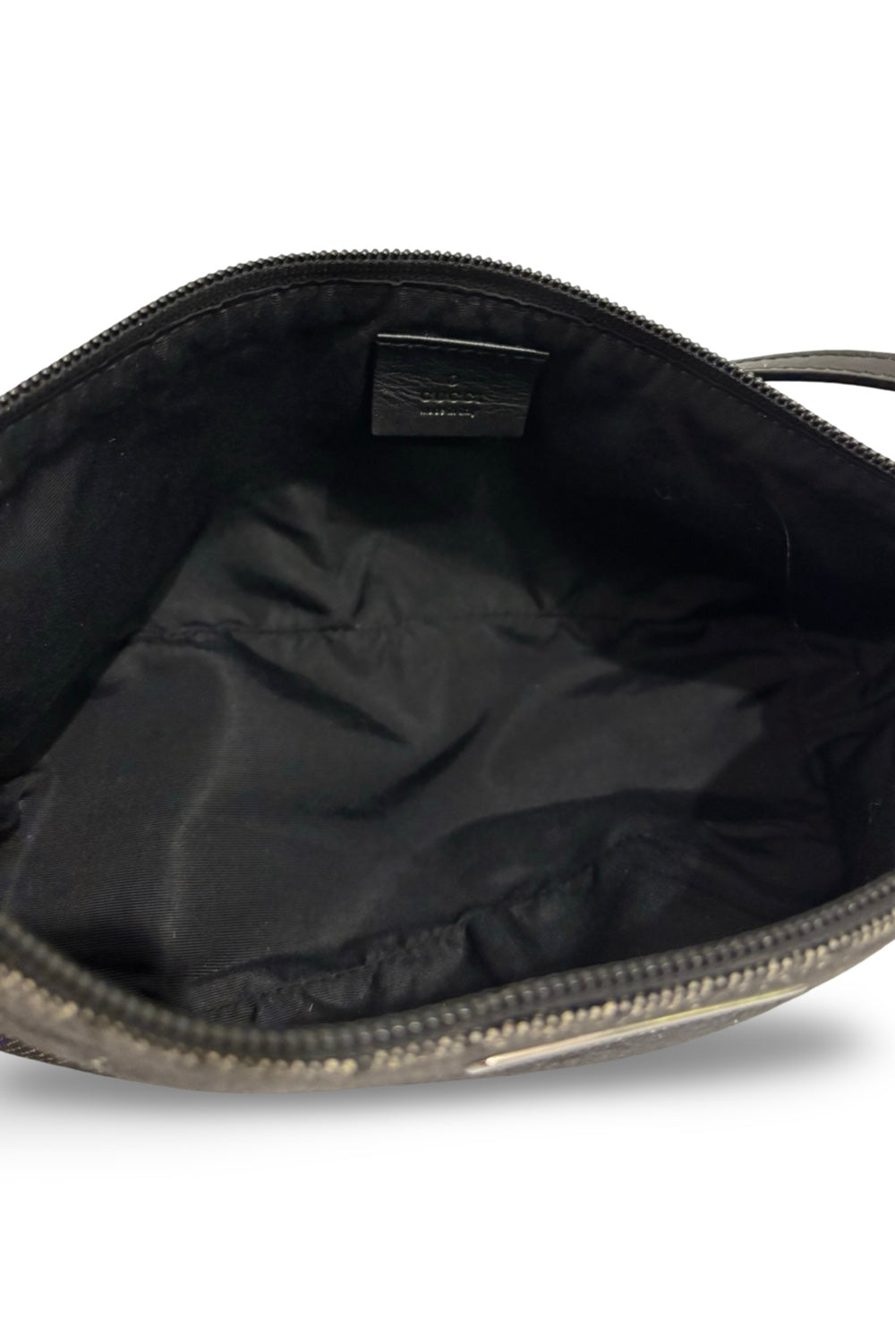 Gucci Dark Grey & Black Signature Canvas Denim  GG Boat Pochette Handbag / Shoulder Bag