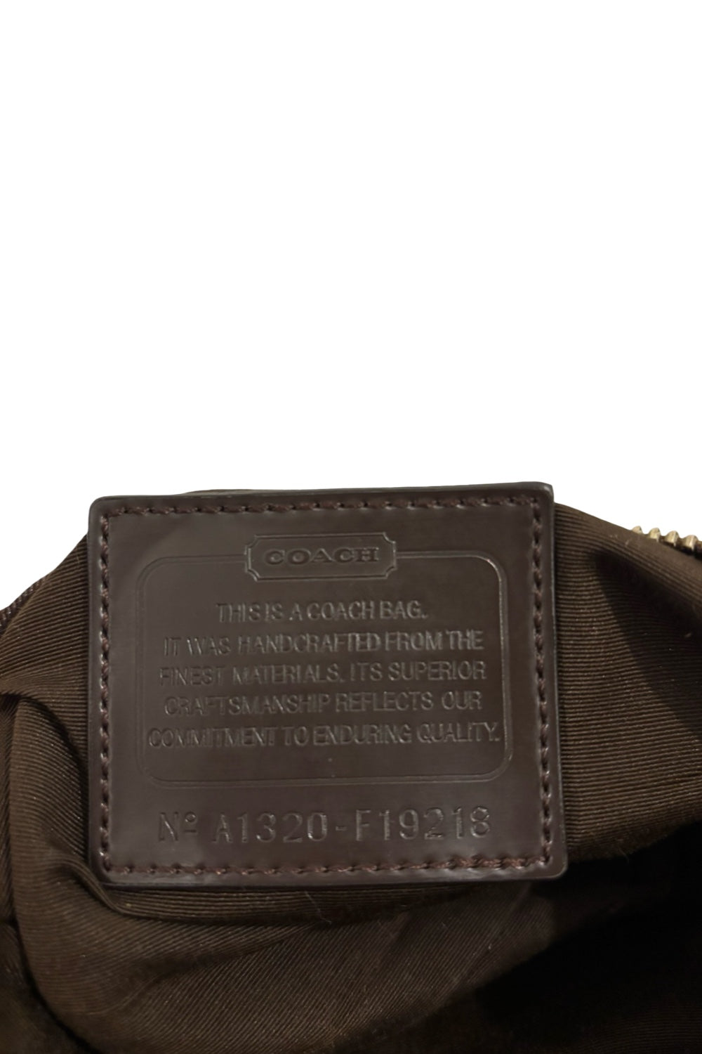 Coach Brown Demi Sufflette Vintage Signature Canvas Patent Leather Shoulder Bag